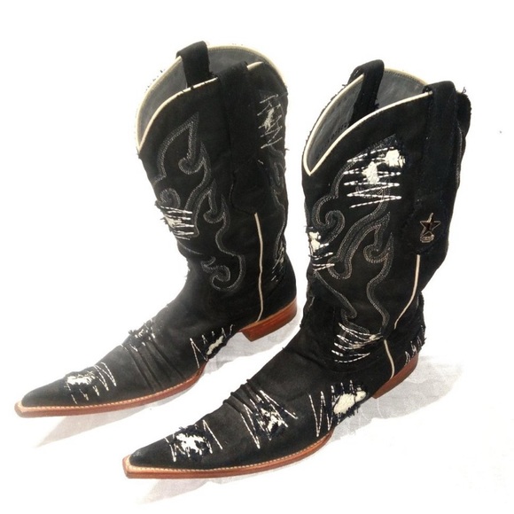 Los Altos Black and White Cowboy Boots